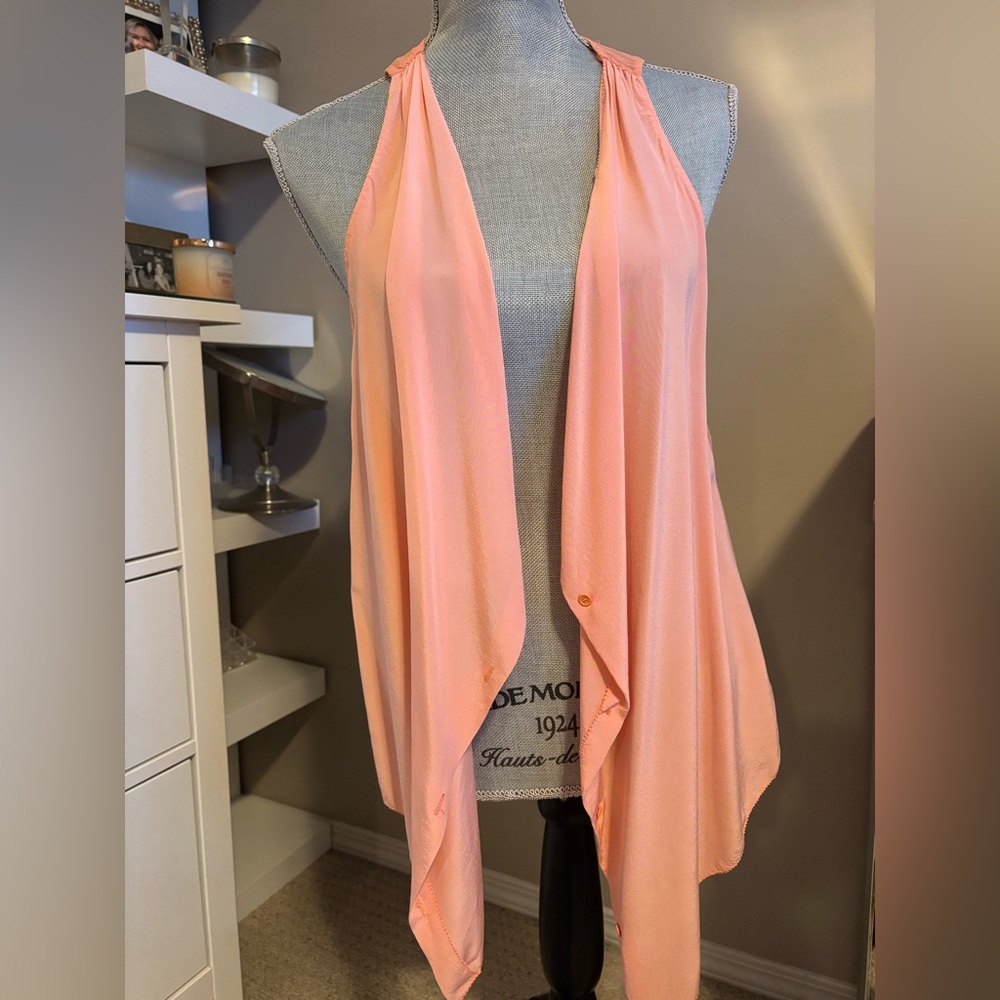 Aritzia Silk Peach Sleeveless Blouse